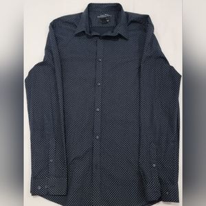 H&M Large Slim Fit Black w/white Long Sleeve Dress Shirt